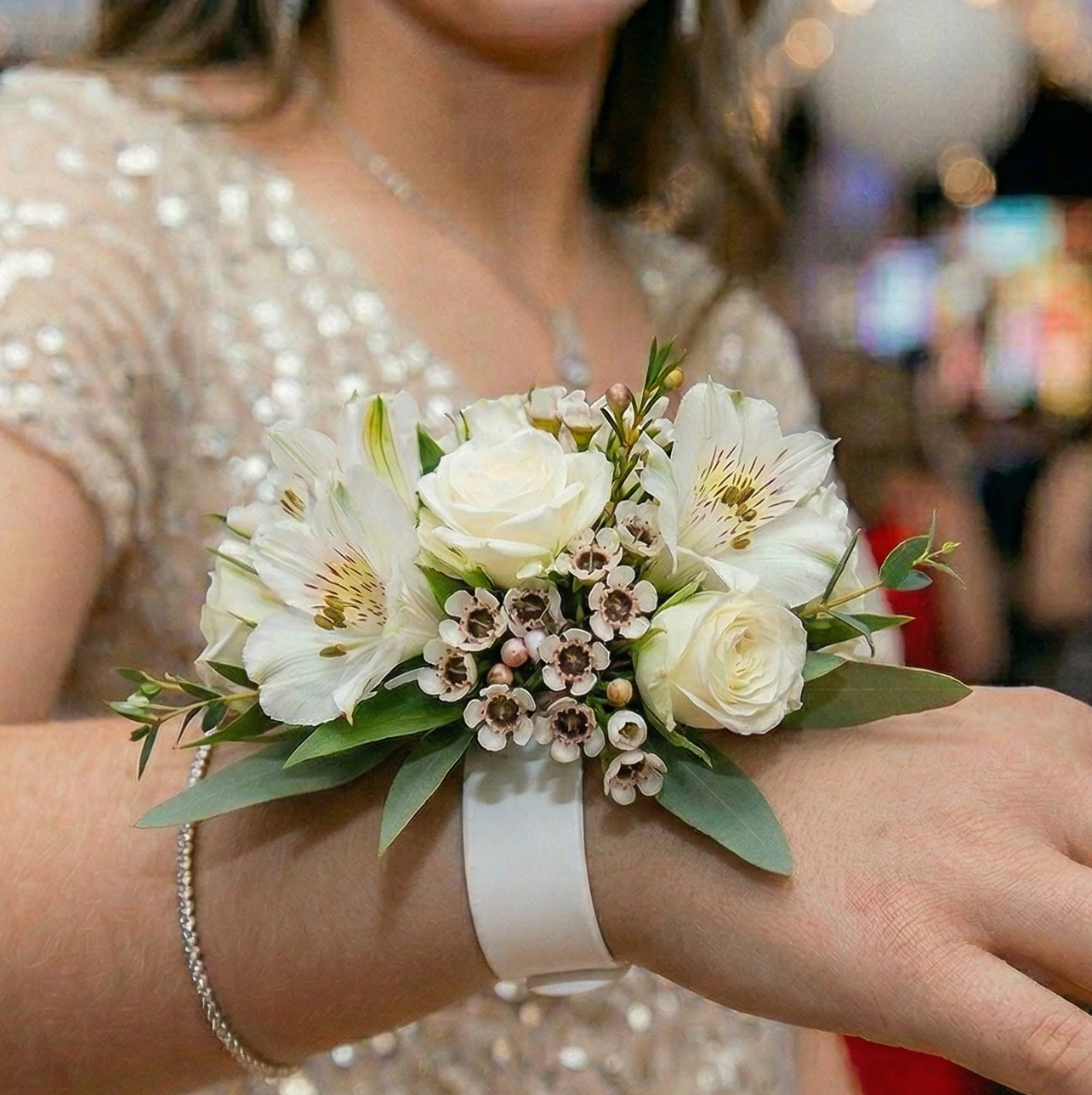White Spray Rose Corsage