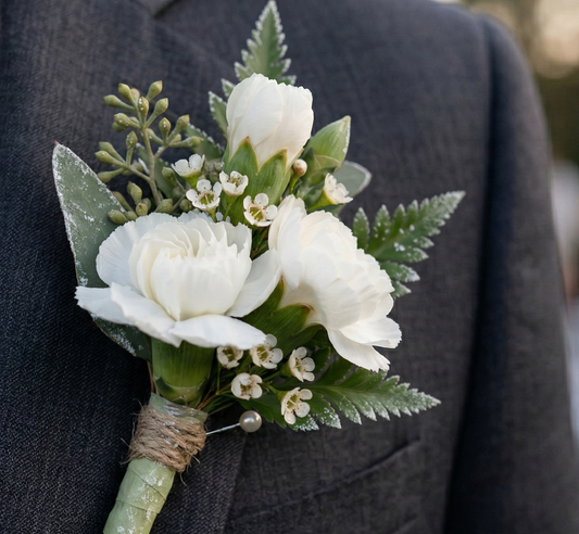 White Mini-Carnation Boutonniere