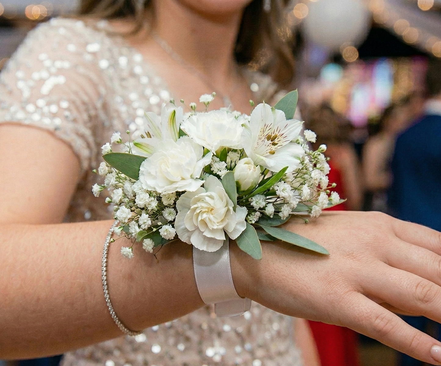 White Mini Carnation Corsage